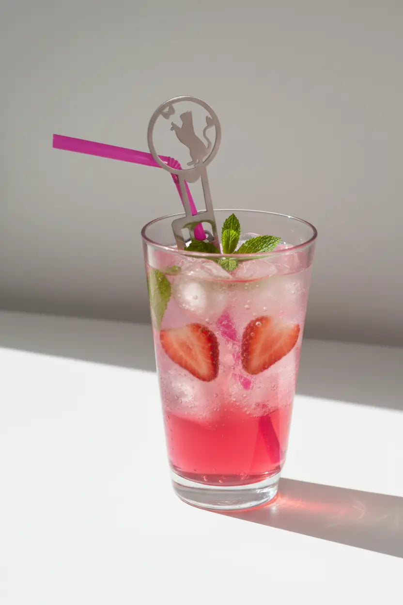 Originelle Strohhalmhalter mit gelasertem Motiv