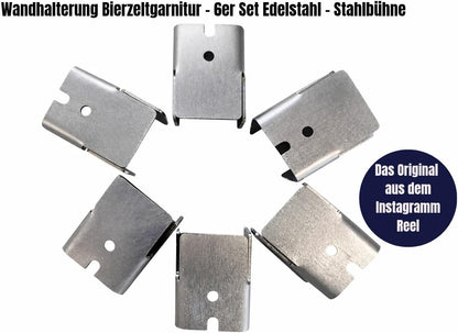 Wandhalterung Bierzeltgarnitur, 6er Set, Edelstahl