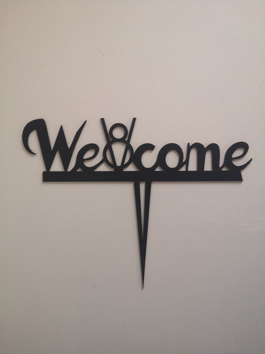 Gartendeko Schild Welcome mit Motiv