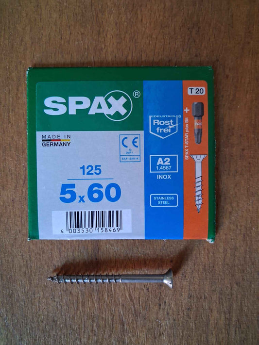 Premium Edelstahl-Schrauben A2 /  Profi-Qualität 5x60mm und KOSTENLOSE SENKUNG DAZU!
