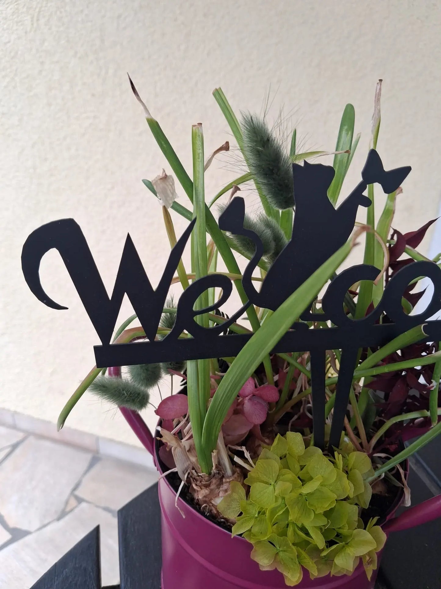 Gartenstecker Blumenstecker  mit gelasertem Motiv