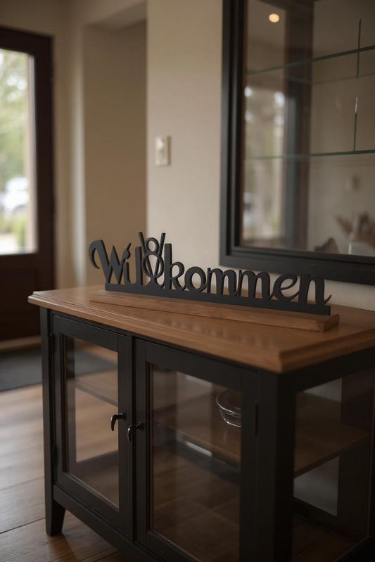 Dekoleiste Tischdeko Willkommen mit Motiv