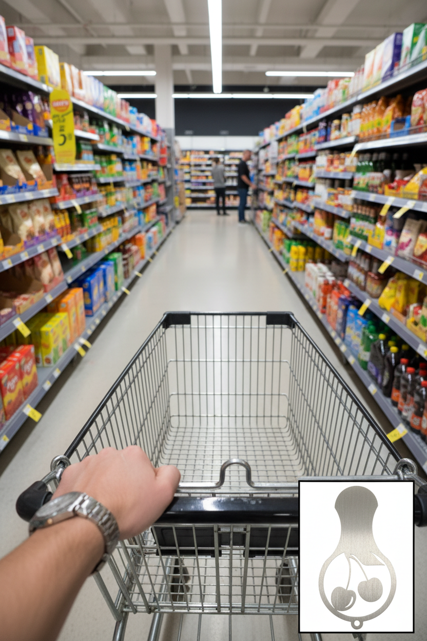 Einkaufswagen mit Kirschen-Chip