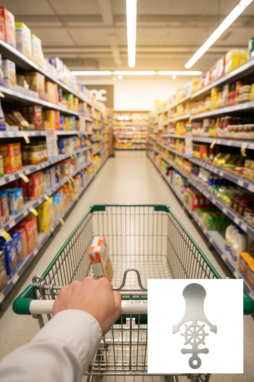 Einkaufswagen mit Steuerrad-Chip