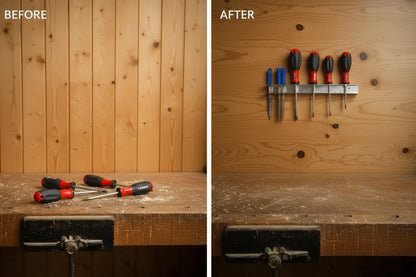 Vorher-Nachher: Organisation mit Schraubendreher Wandhalter