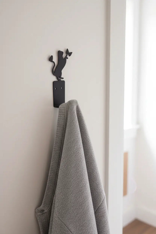 Wandhaken Detailaufnahme mit Jacke im Eingangsbereich