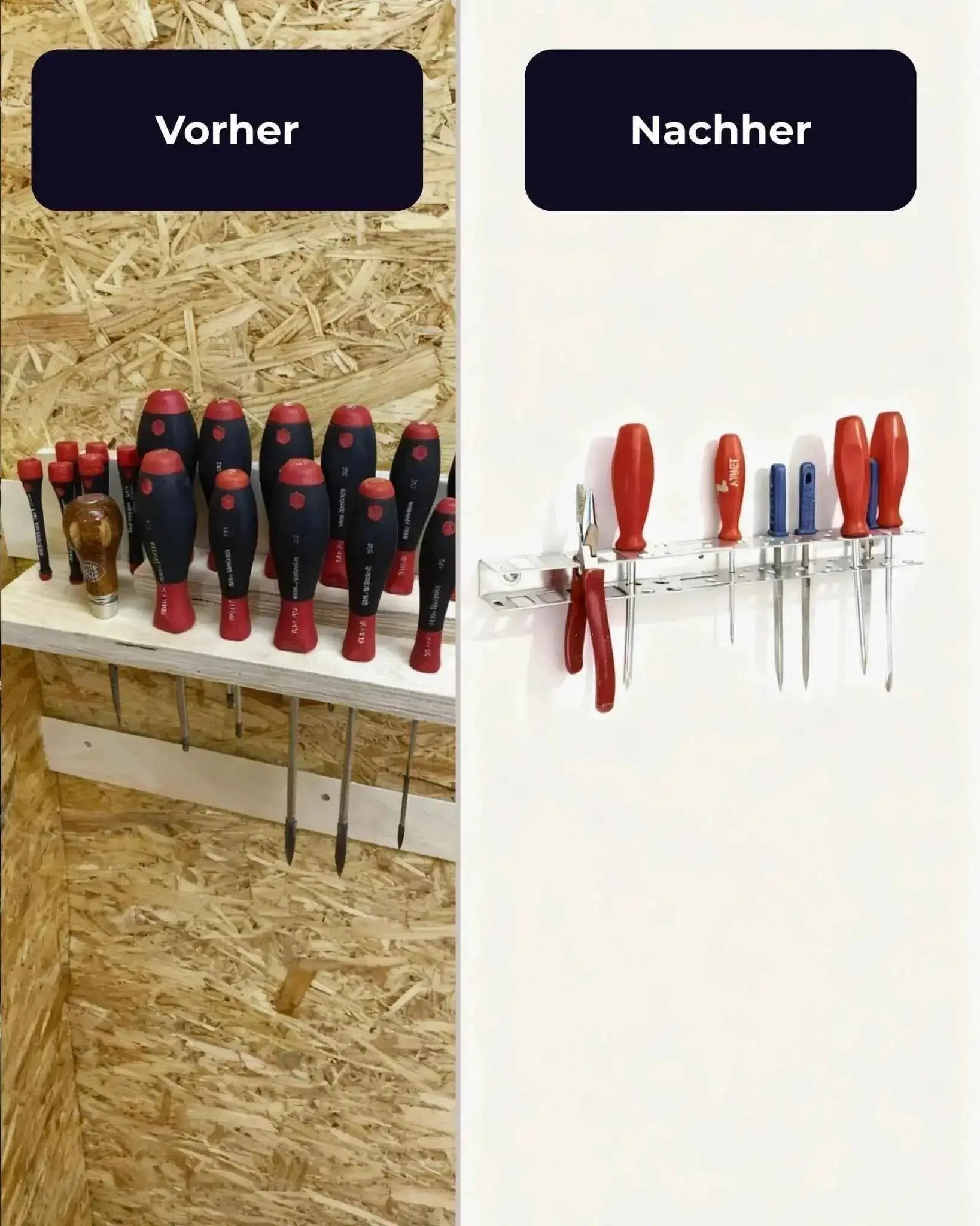 Werkzeug Wandhalter – Gerätehalter für Garage und Werkstatt, Wandhaken für Werkzeug variabel